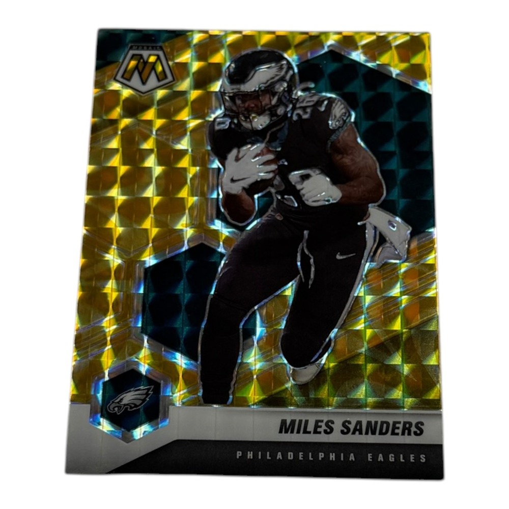 2021 Panini Mosaic Miles Sanders Philadelphia Eagles Gold Reactive Prizm No 163